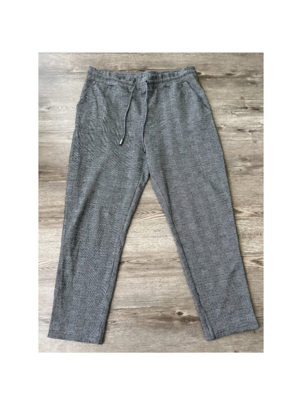 Maeve Anthropologie Drawstring Pants Womens M‎ Gray Glen Plaid Side Stripe Taper